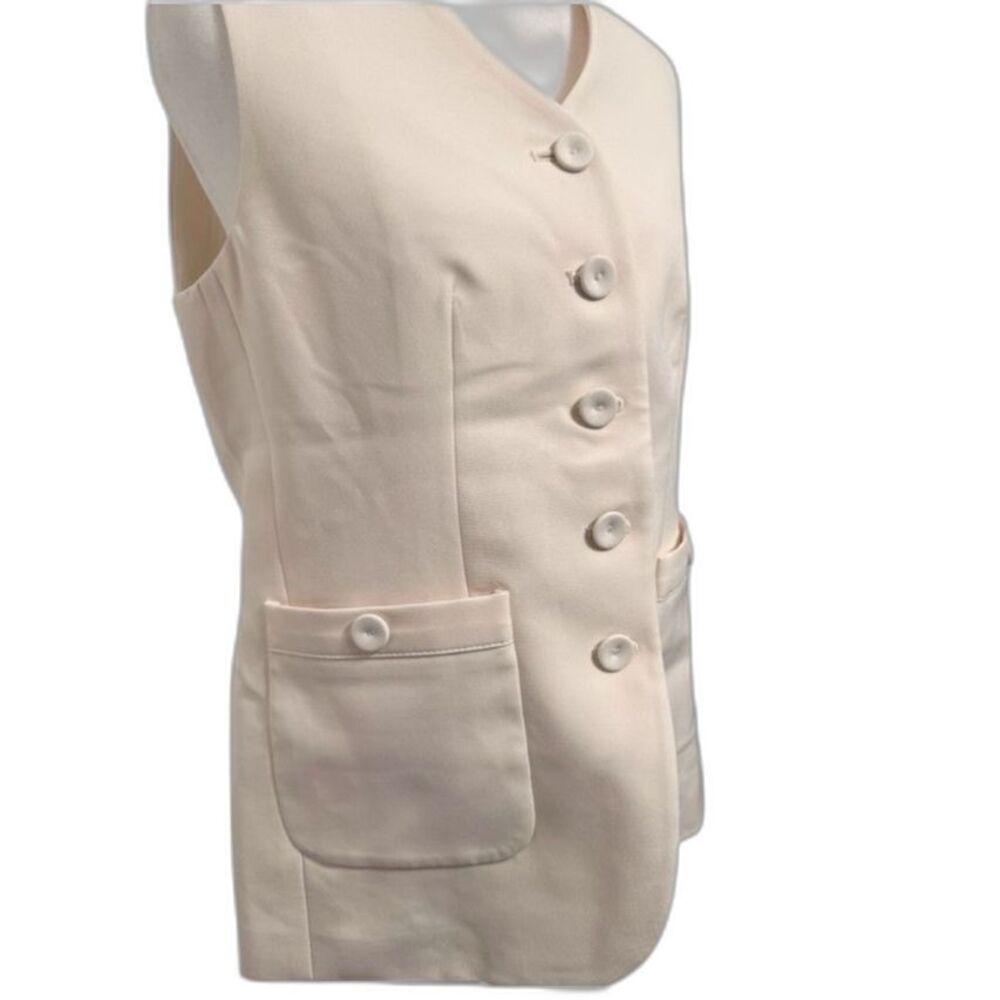 Anne Klein, Cream Tailored Button-Front Vest, Size 6 Petite (NWT) - Picture 3 of 7